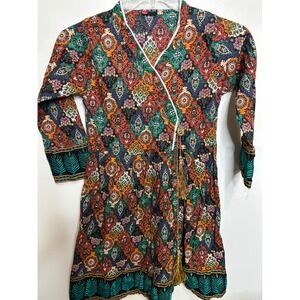 Kids Bin Jamil‎ Bohemian Dress Colorful Medallion Print Tunic Top Pakistani